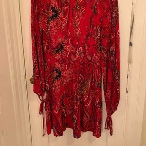 FREE PEOPLE “All Dolled Up” Red Paisley Mini Dress